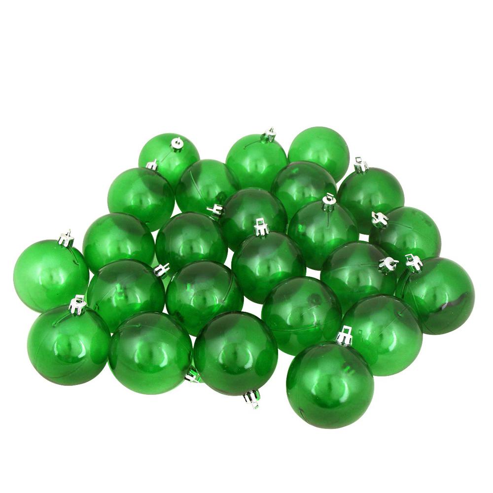 60ct Green Shatterproof Transparent Christmas Ball Ornaments 2.5" (60mm). Picture 3