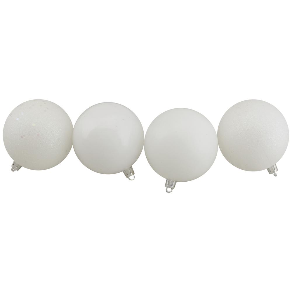 60ct Winter White Shatterproof 4-Finish Christmas Ball Ornaments 2.5" (60mm). Picture 3