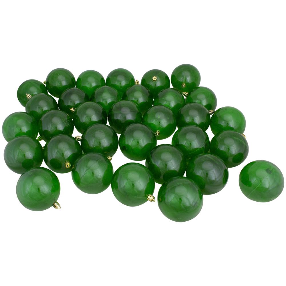 32ct Transparent Xmas Green Shatterproof Christmas Ball Ornaments 3.25"(80mm). Picture 1