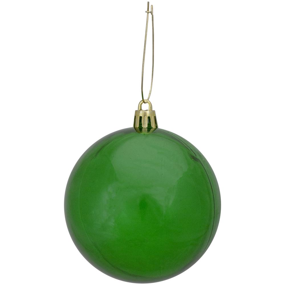 32ct Transparent Xmas Green Shatterproof Christmas Ball Ornaments 3.25"(80mm). Picture 2