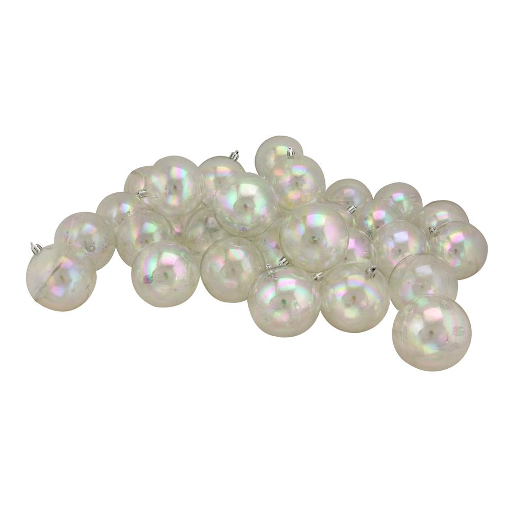 32ct Clear Iridescent Shatterproof Shiny Christmas Ball Ornaments 3.25" (80mm). Picture 2