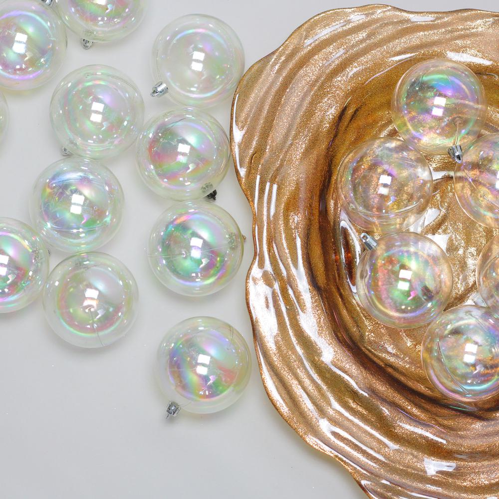 32ct Clear Iridescent Shatterproof Shiny Christmas Ball Ornaments 3.25" (80mm). The main picture.