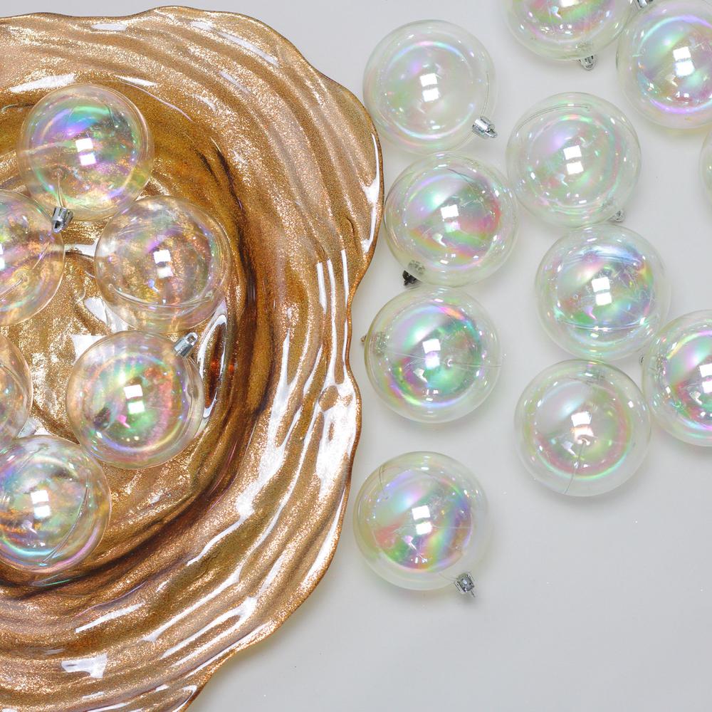 32ct Clear Iridescent Shatterproof Shiny Christmas Ball Ornaments 3.25" (80mm). Picture 3