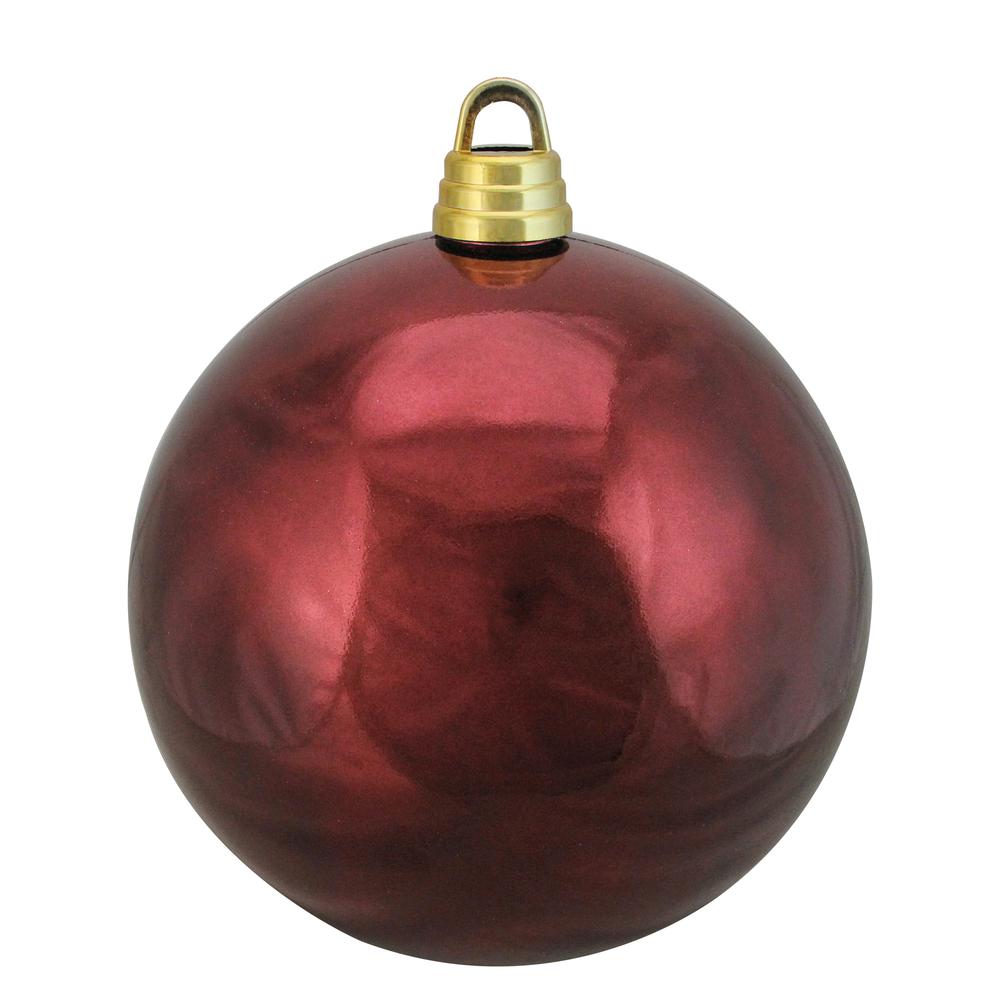 Shiny Burgundy Red Shatterproof Christmas Ball Ornament 12" (300mm). Picture 1