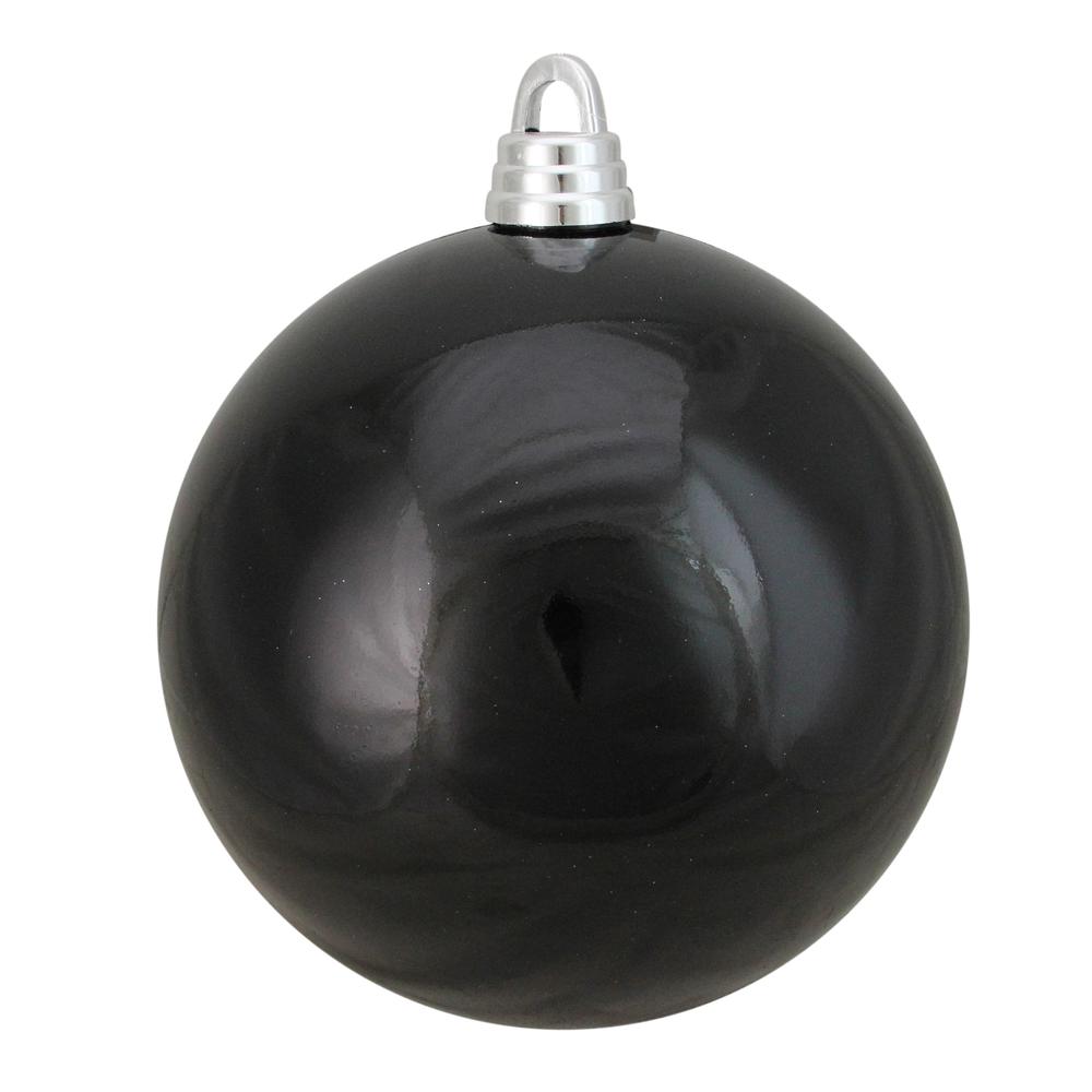 Shiny Jet Black Shatterproof Christmas Ball Ornament 12" (300mm). Picture 1