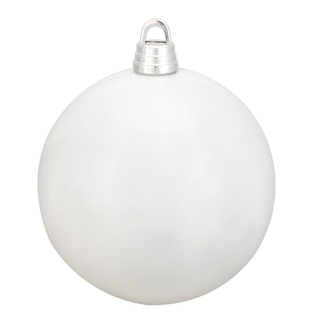 Shiny White Shatterproof Christmas Ball Ornament 12" (300mm). Picture 1