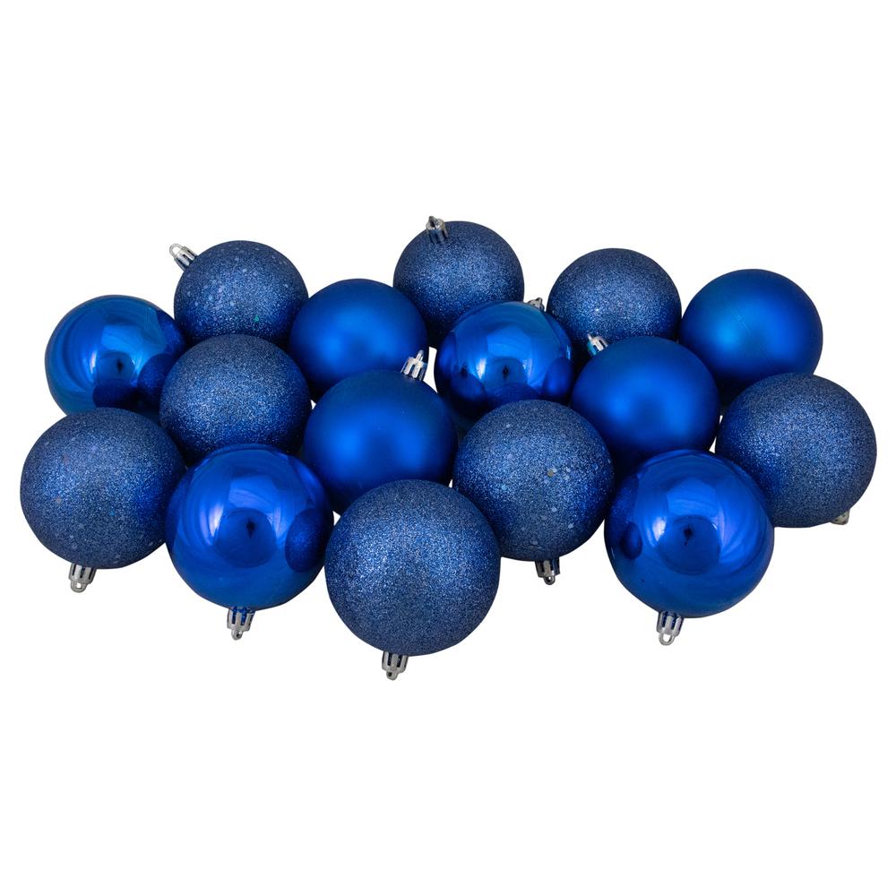 16ct Lavish Blue Shatterproof 4-Finish Christmas Ball Ornaments 3" (75mm). Picture 1
