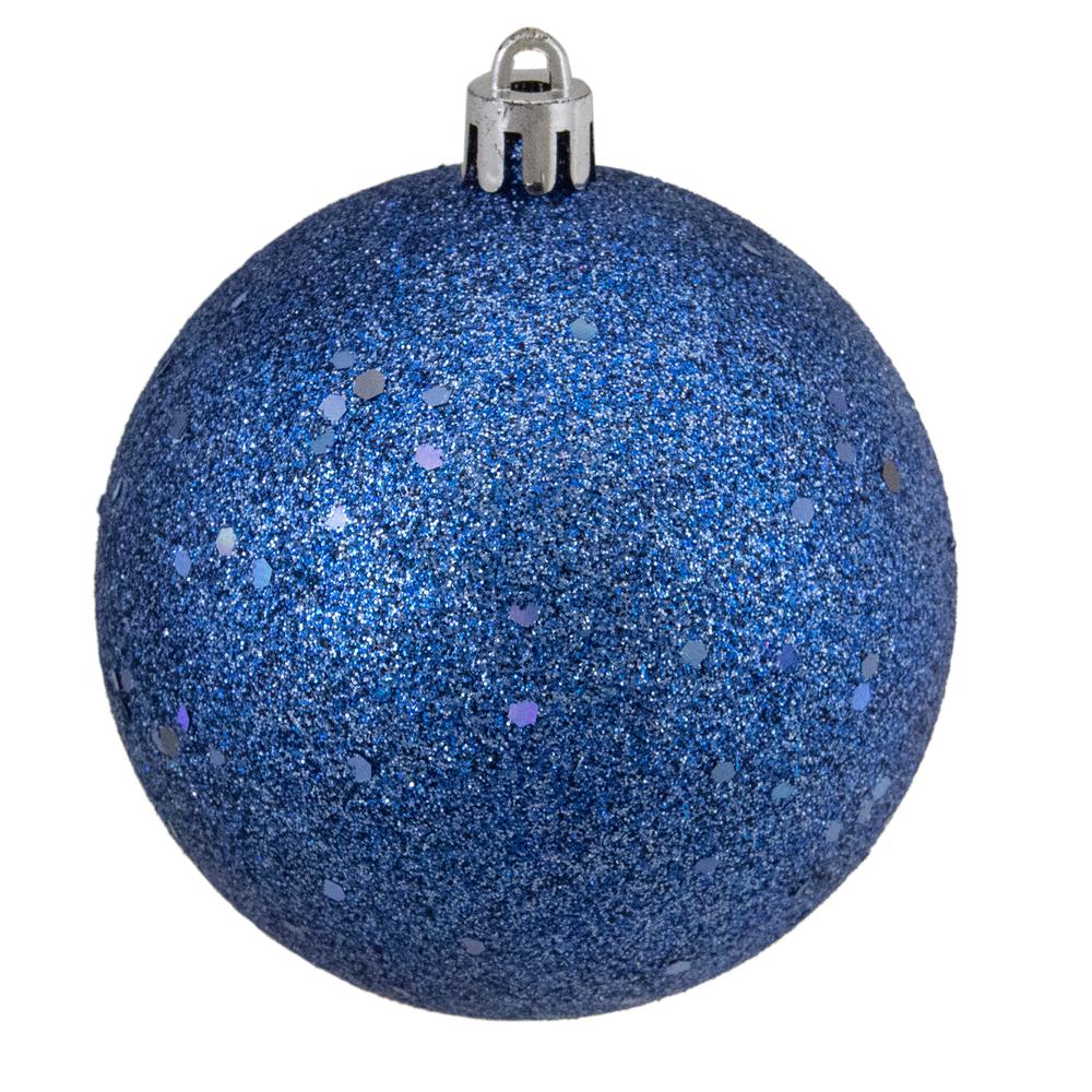 16ct Lavish Blue Shatterproof 4-Finish Christmas Ball Ornaments 3" (75mm). Picture 2