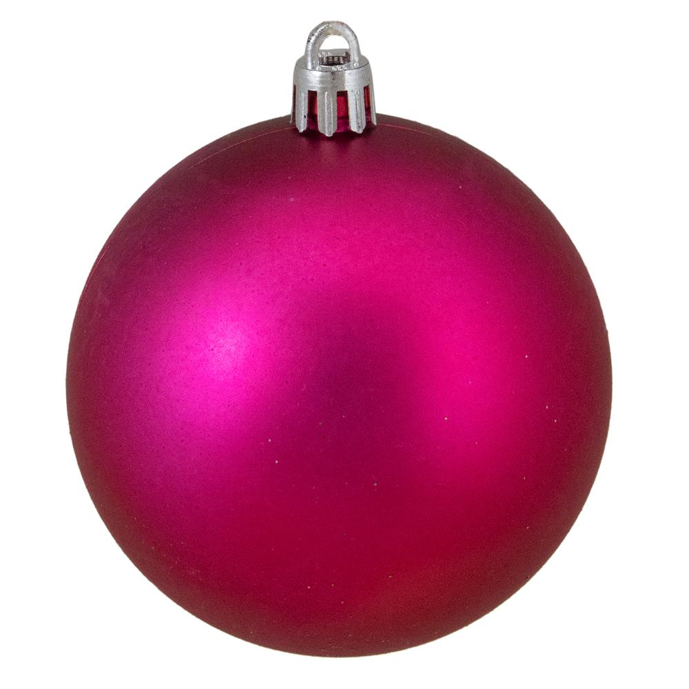 16ct Magenta Pink Shatterproof 4-Finish Christmas Ball Ornaments 3" (75mm). Picture 3
