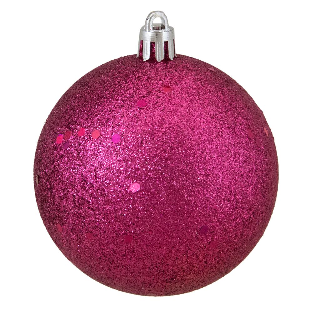 16ct Magenta Pink Shatterproof 4-Finish Christmas Ball Ornaments 3" (75mm). Picture 4