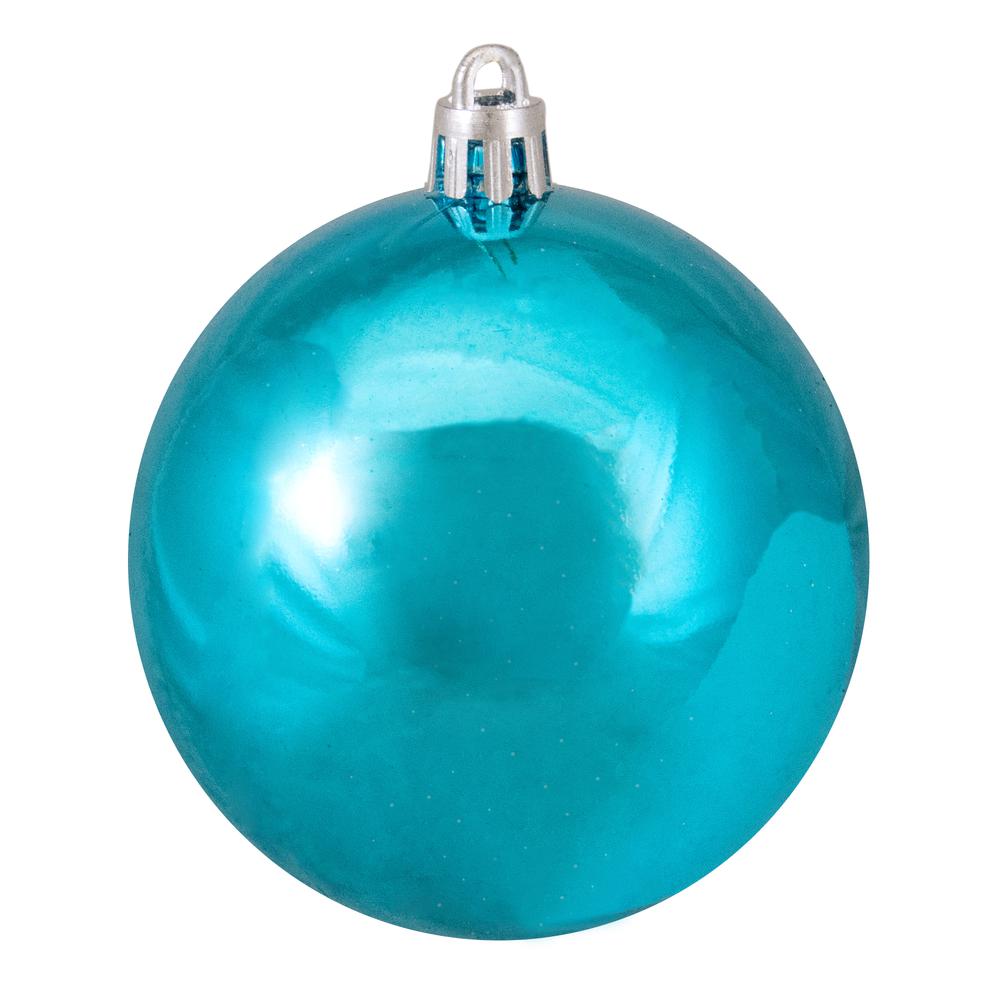 16ct Turquoise Blue Shatterproof 4-Finish Christmas Ball Ornaments 3" (75mm). Picture 4