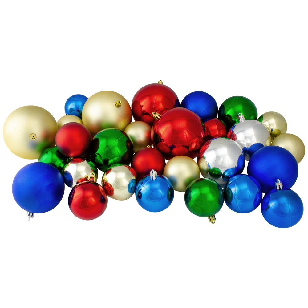 50ct Traditional Multi Shatterproof 2-Finish Christmas Ball Ornaments 4" (100mm). Picture 1