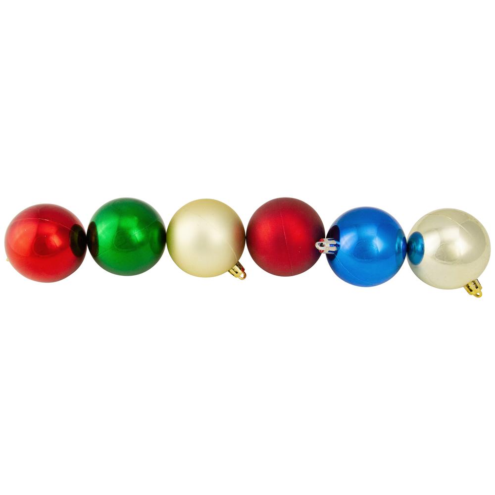 50ct Traditional Multi Shatterproof 2-Finish Christmas Ball Ornaments 4" (100mm). Picture 2