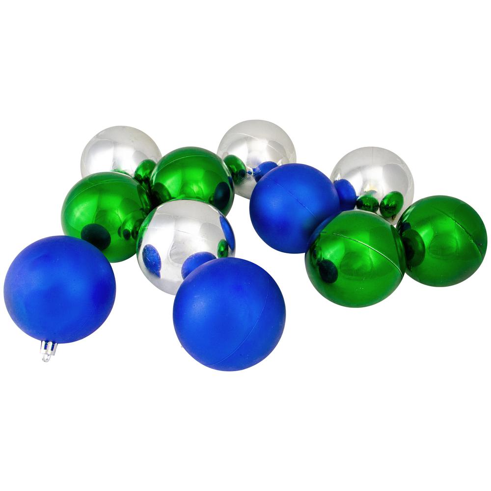 50ct Traditional Multi Shatterproof 2-Finish Christmas Ball Ornaments 4" (100mm). Picture 7