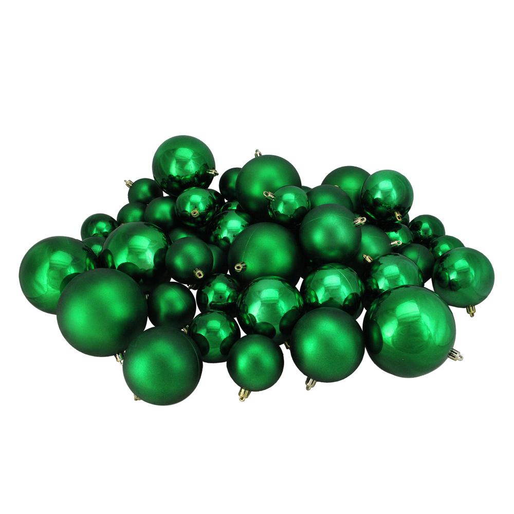 50ct Green Shatterproof 2-Finish Christmas Ball Ornaments 4" (100mm). Picture 1