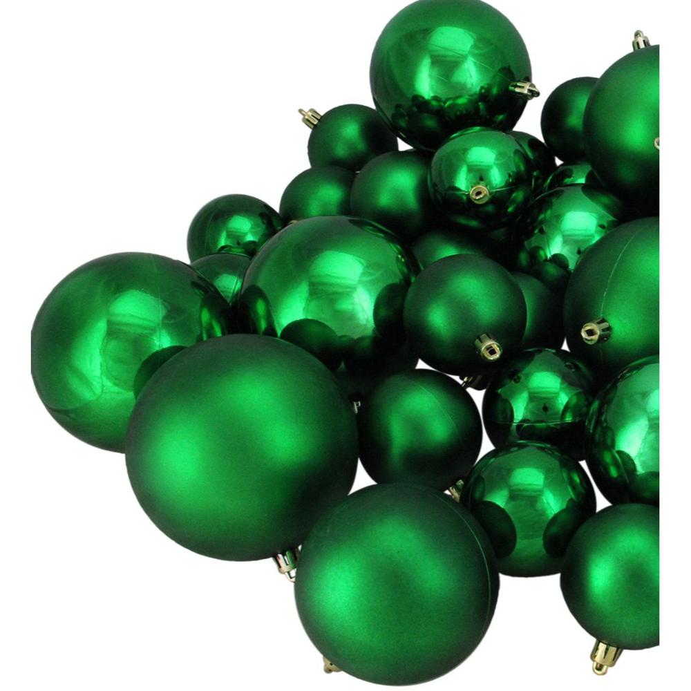 50ct Green Shatterproof 2-Finish Christmas Ball Ornaments 4" (100mm). Picture 2