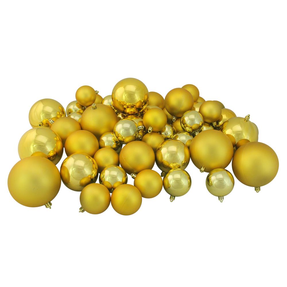50ct Vegas Gold Shatterproof 2-Finish Christmas Ball Ornaments 4" (100mm). Picture 1