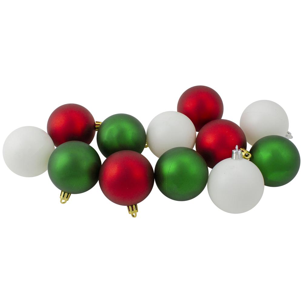 24ct Red Green and White 2-Finish Christmas Ball Ornaments 2.5" (60mm). Picture 2