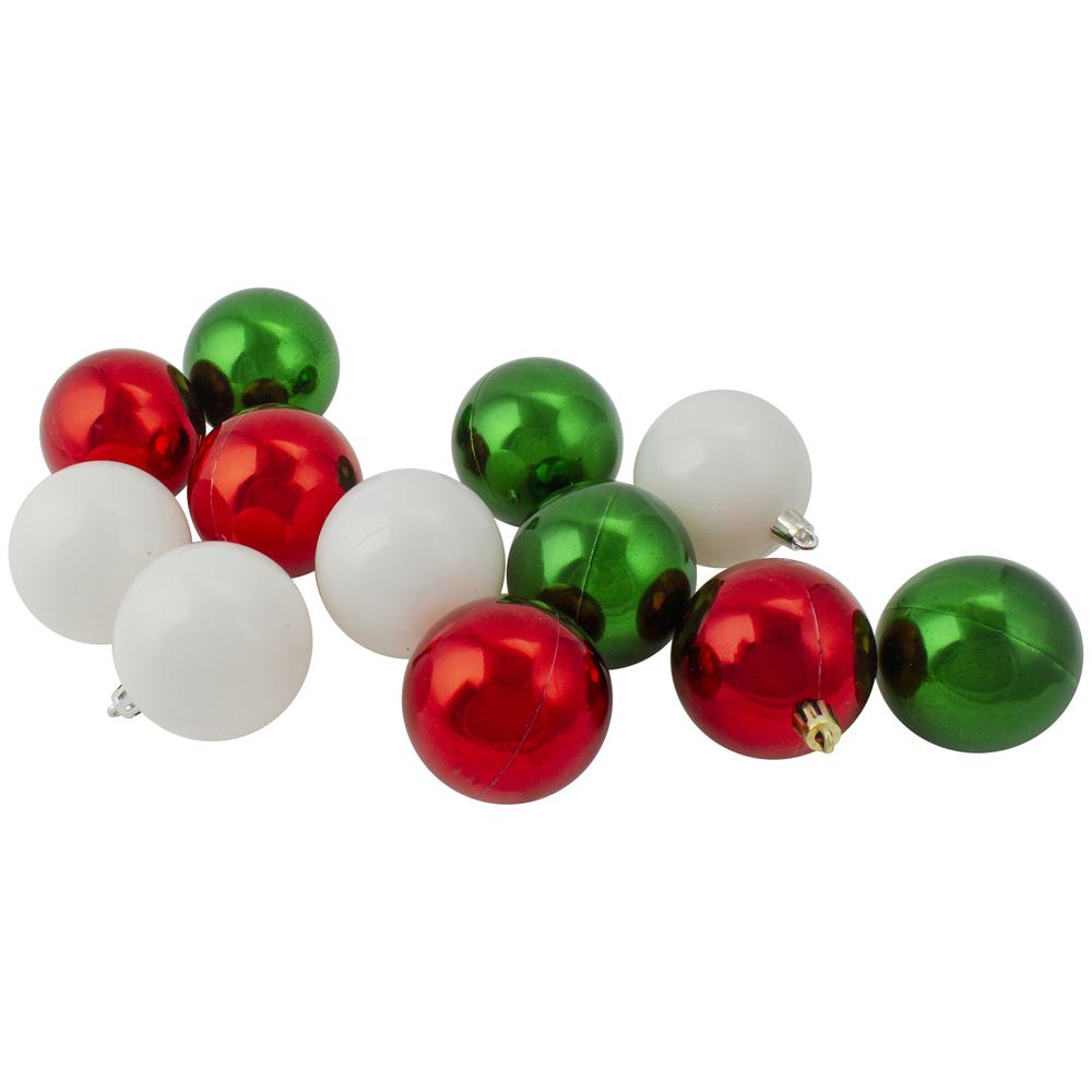 24ct Red Green and White 2-Finish Christmas Ball Ornaments 2.5" (60mm). Picture 3
