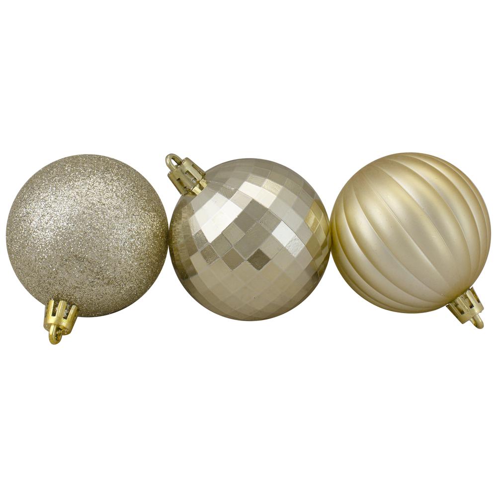100ct Champagne Gold Shatterproof 3-Finish Christmas Ball Ornaments 2.5" (60mm). Picture 1