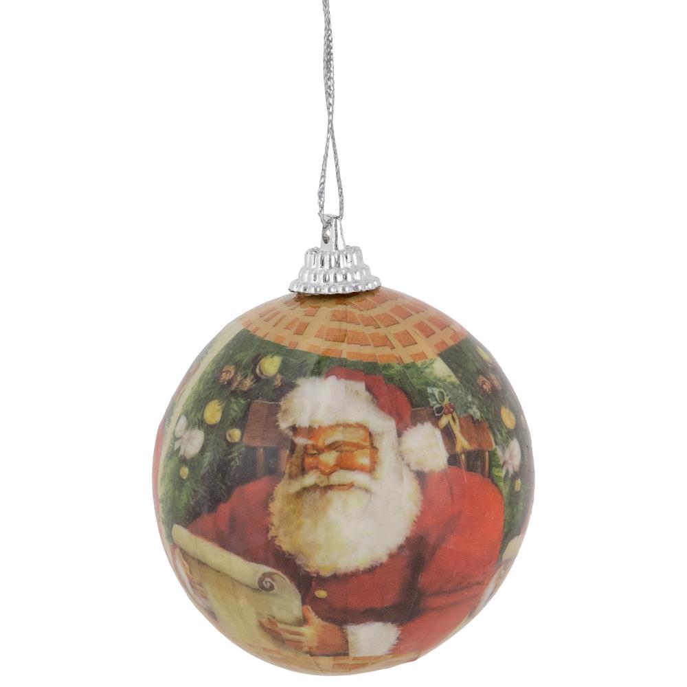 14-Piece Santa with List Decoupage Christmas Ball Ornament Set  2.25" (60mm). Picture 1