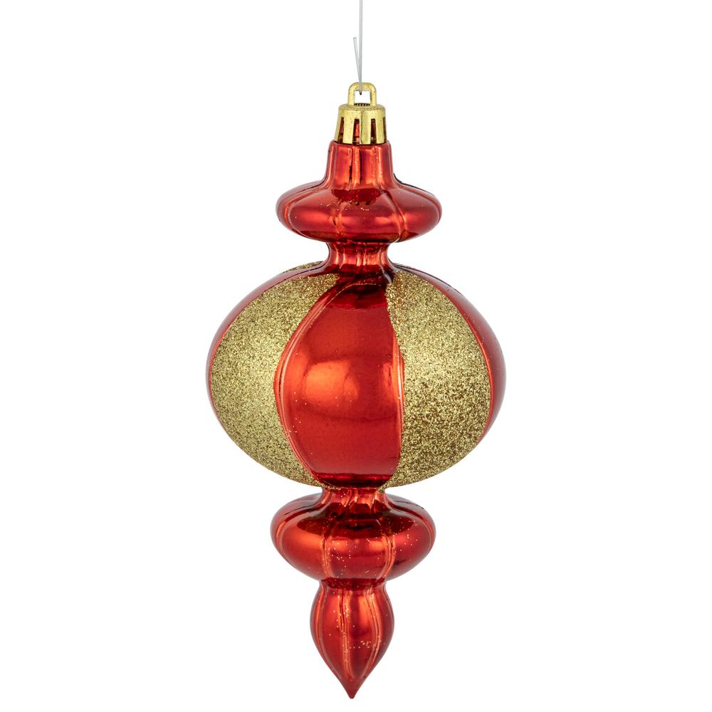 8ct Red and Gold Shatterproof Finial Christmas Ornaments  6". Picture 3
