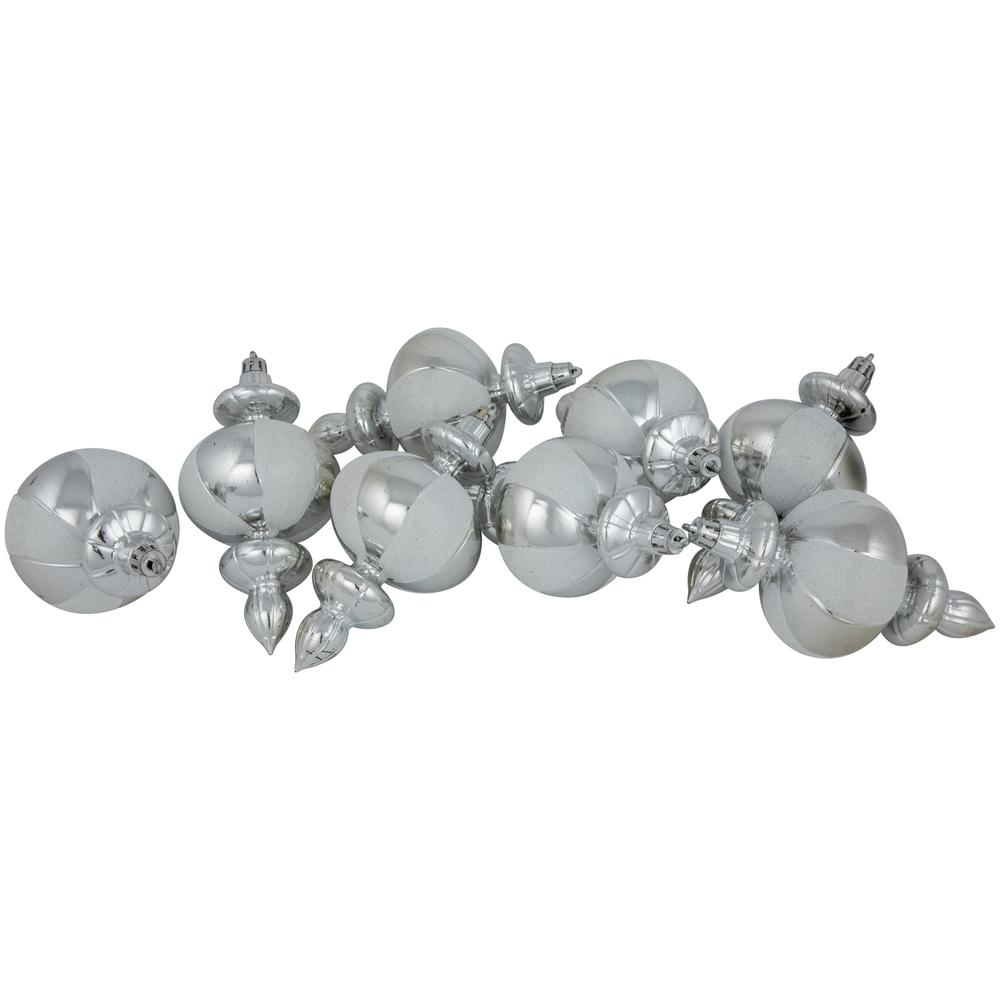 8-Count Silver and White Shatterproof Finial Christmas Ornaments  6". Picture 1