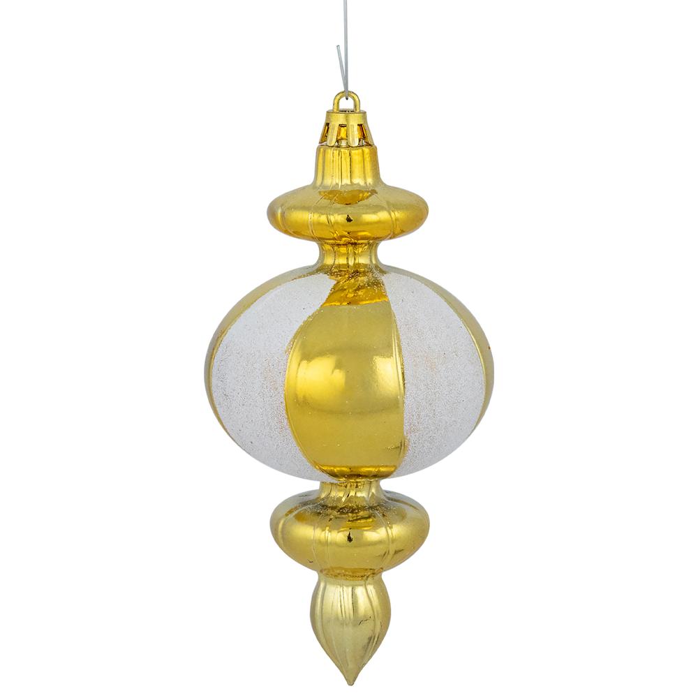 8ct Gold Shiny Finish Shatterproof Finial Christmas Ornaments  6". Picture 3