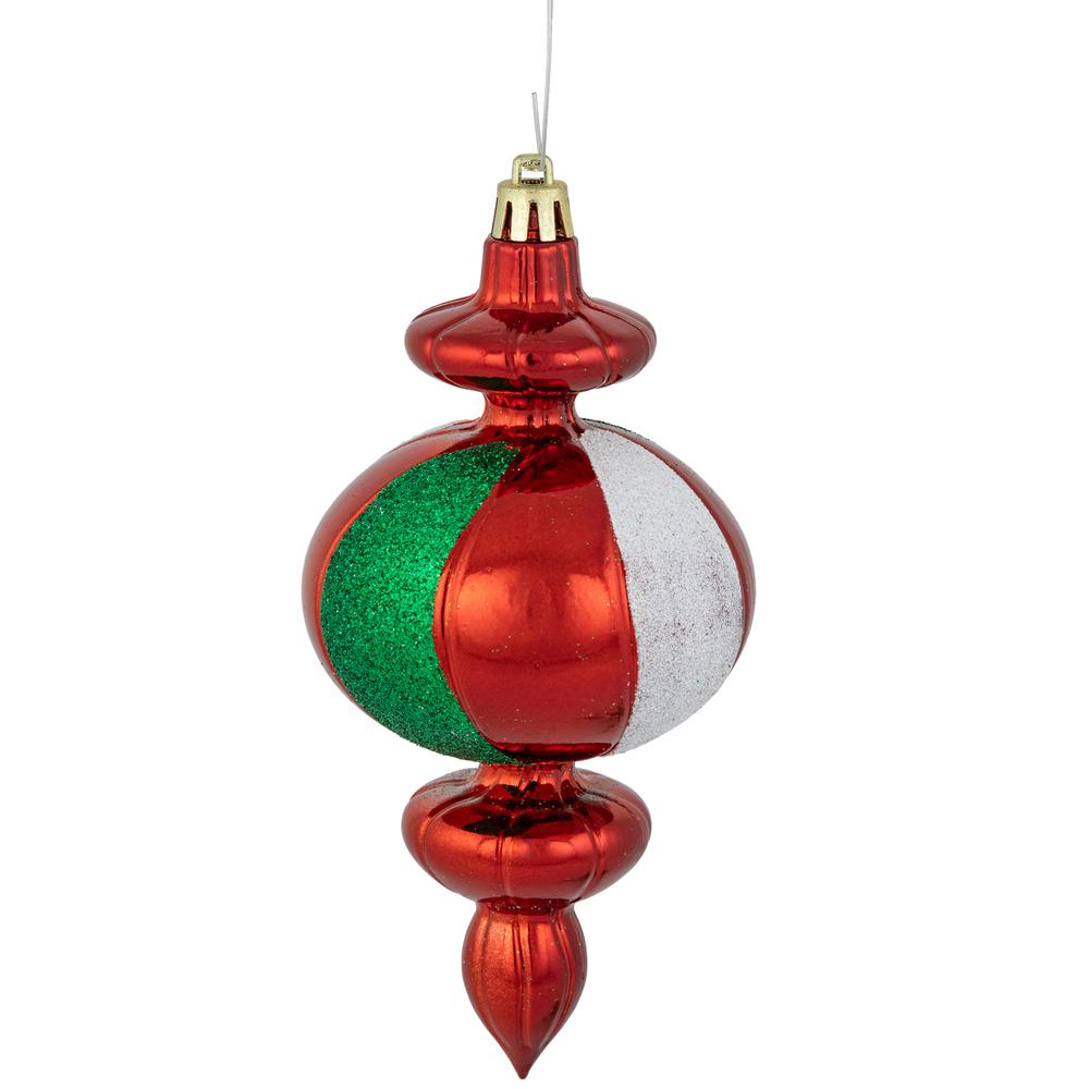 8ct Traditional Colors Shatterproof Finial Christmas Ornaments  6". Picture 3