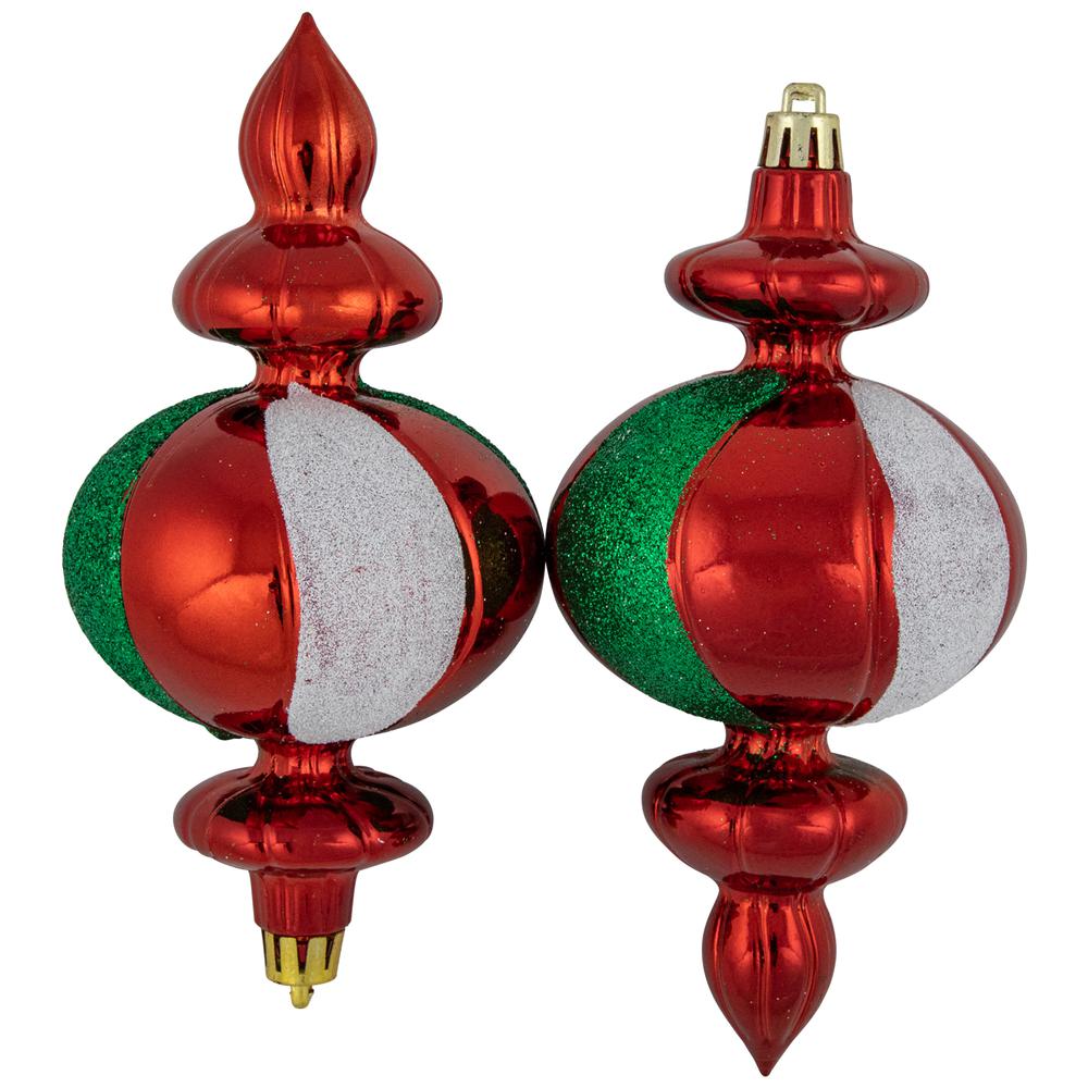 8ct Traditional Colors Shatterproof Finial Christmas Ornaments  6". Picture 4