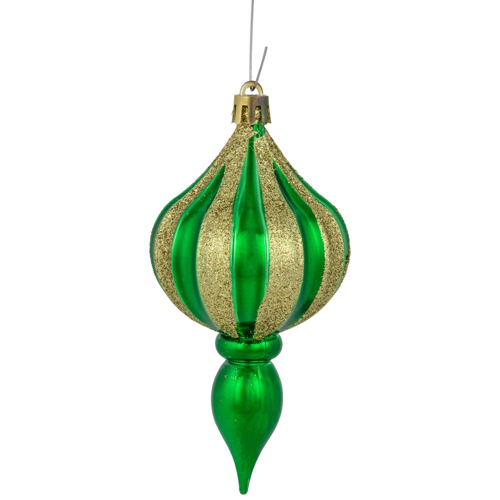 8ct Green Shatterproof Finial Christmas Ornaments  4.75". Picture 3
