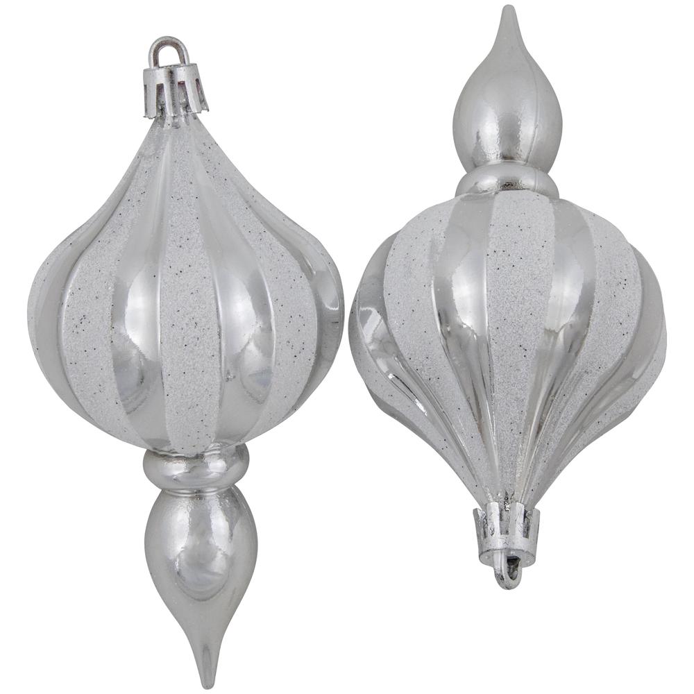 8ct Silver Shatterproof Finial Christmas Ornaments  4.75". Picture 4