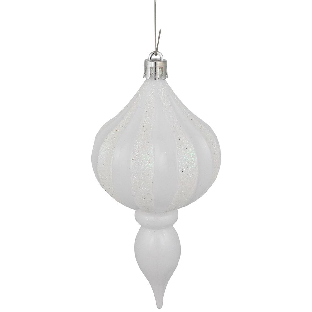 8ct White Shatterproof Finial Christmas Ornaments  4.75". Picture 3