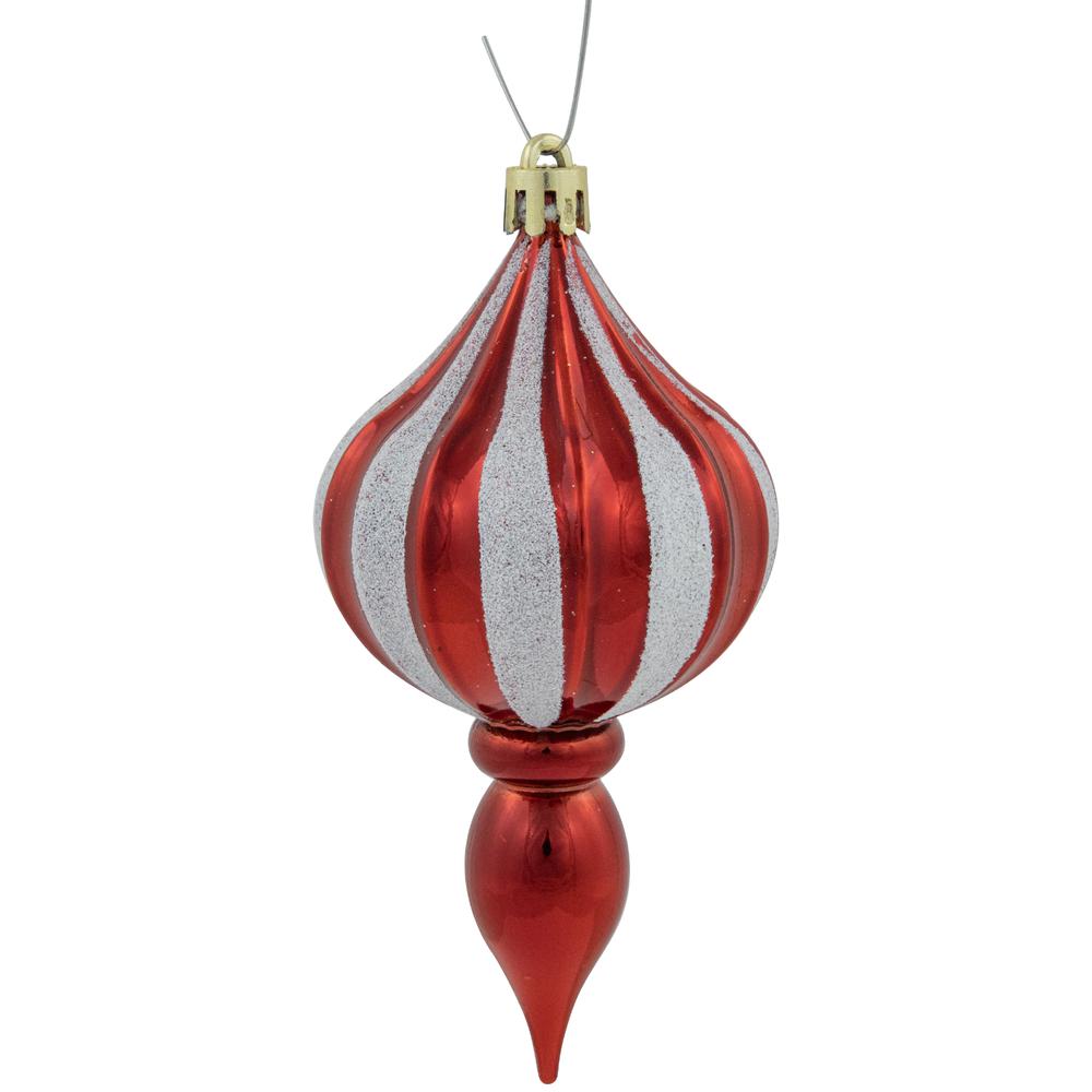 8ct Red and White Shatterproof Finial Christmas Ornaments  4.75". Picture 3