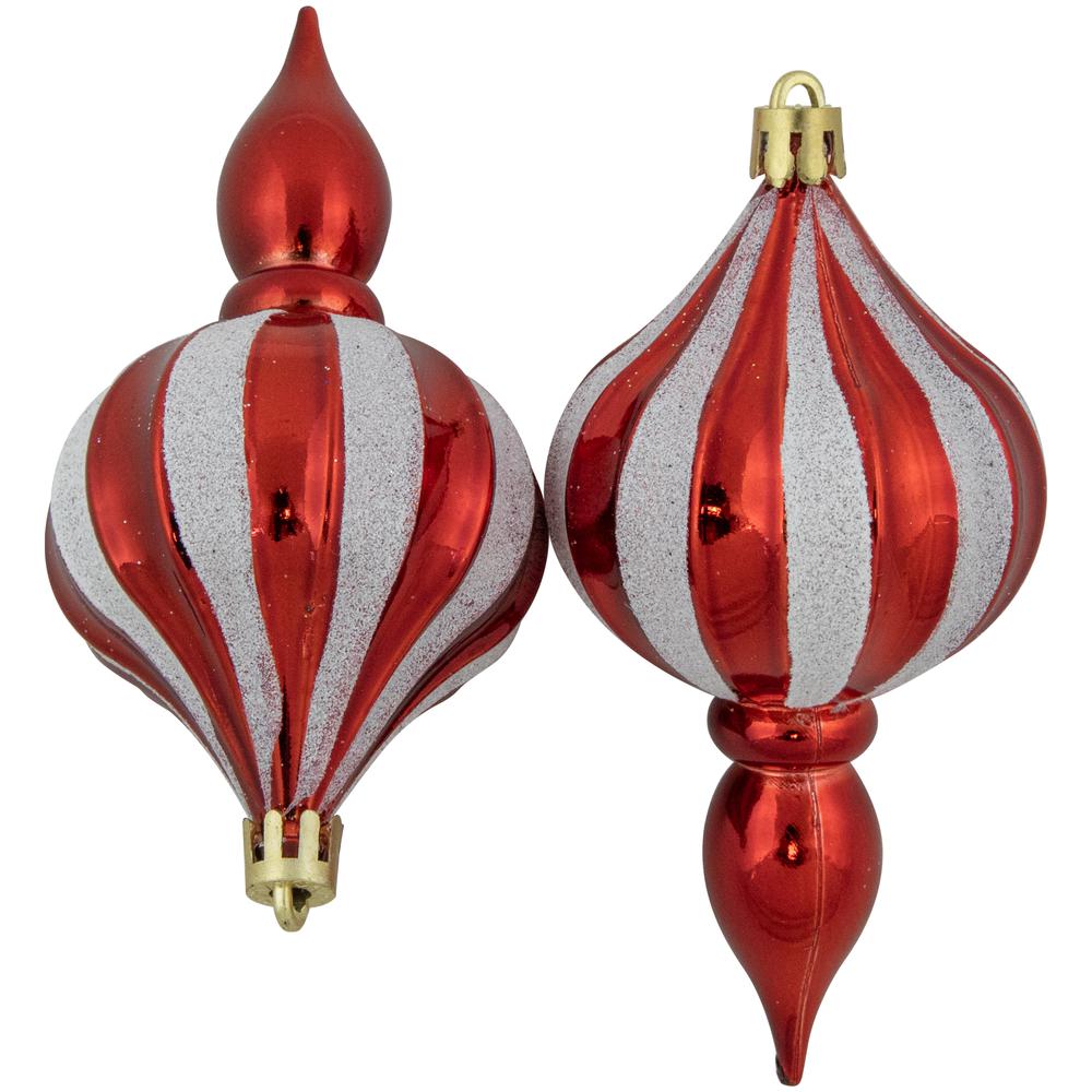 8ct Red and White Shatterproof Finial Christmas Ornaments  4.75". Picture 4