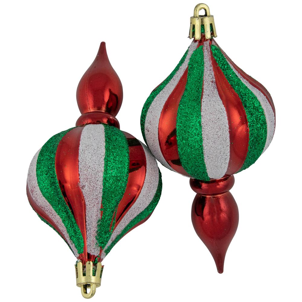 8ct Traditional Colors Shatterproof Finial Christmas Ornaments  4.75". Picture 4