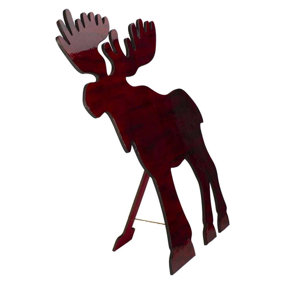 25.5" Red and Black Stained Standing Moose Christmas Tabletop Decor. Picture 2