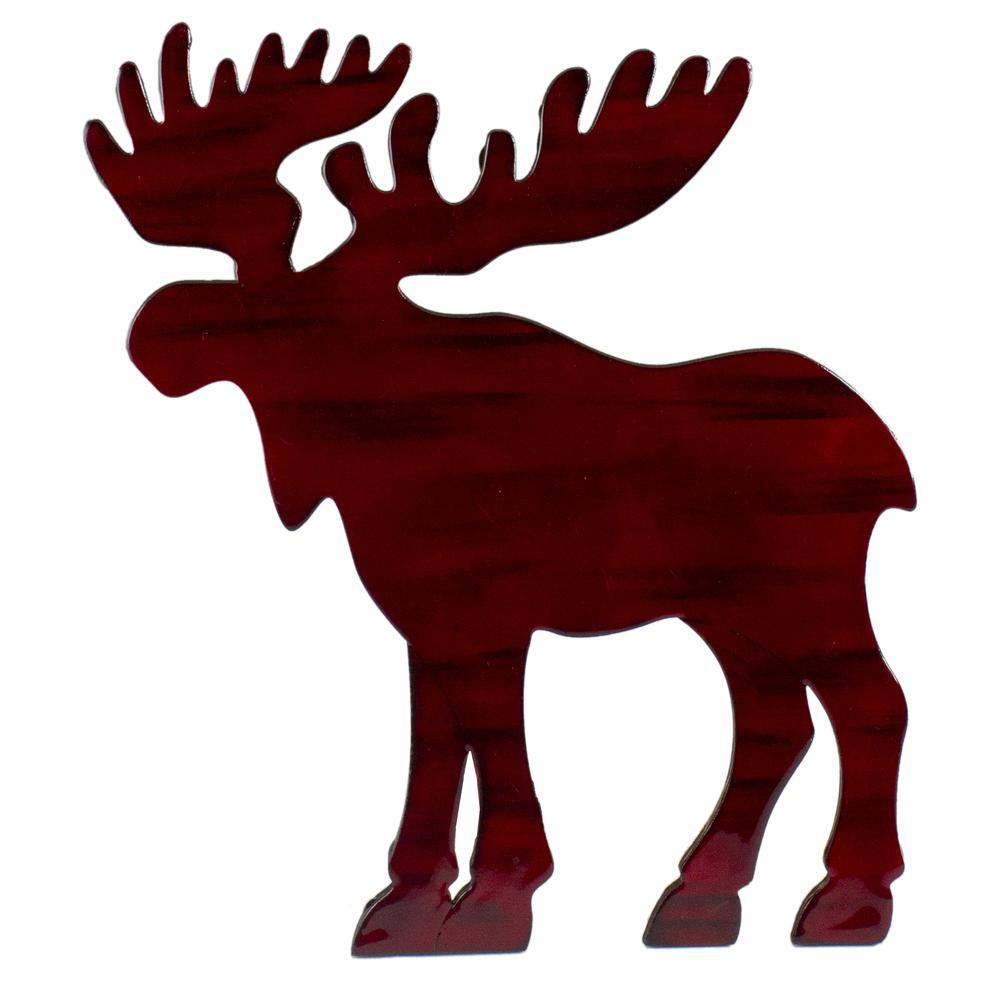 10.5" Red Stained Standing Moose Christmas Tabletop Decor. Picture 1