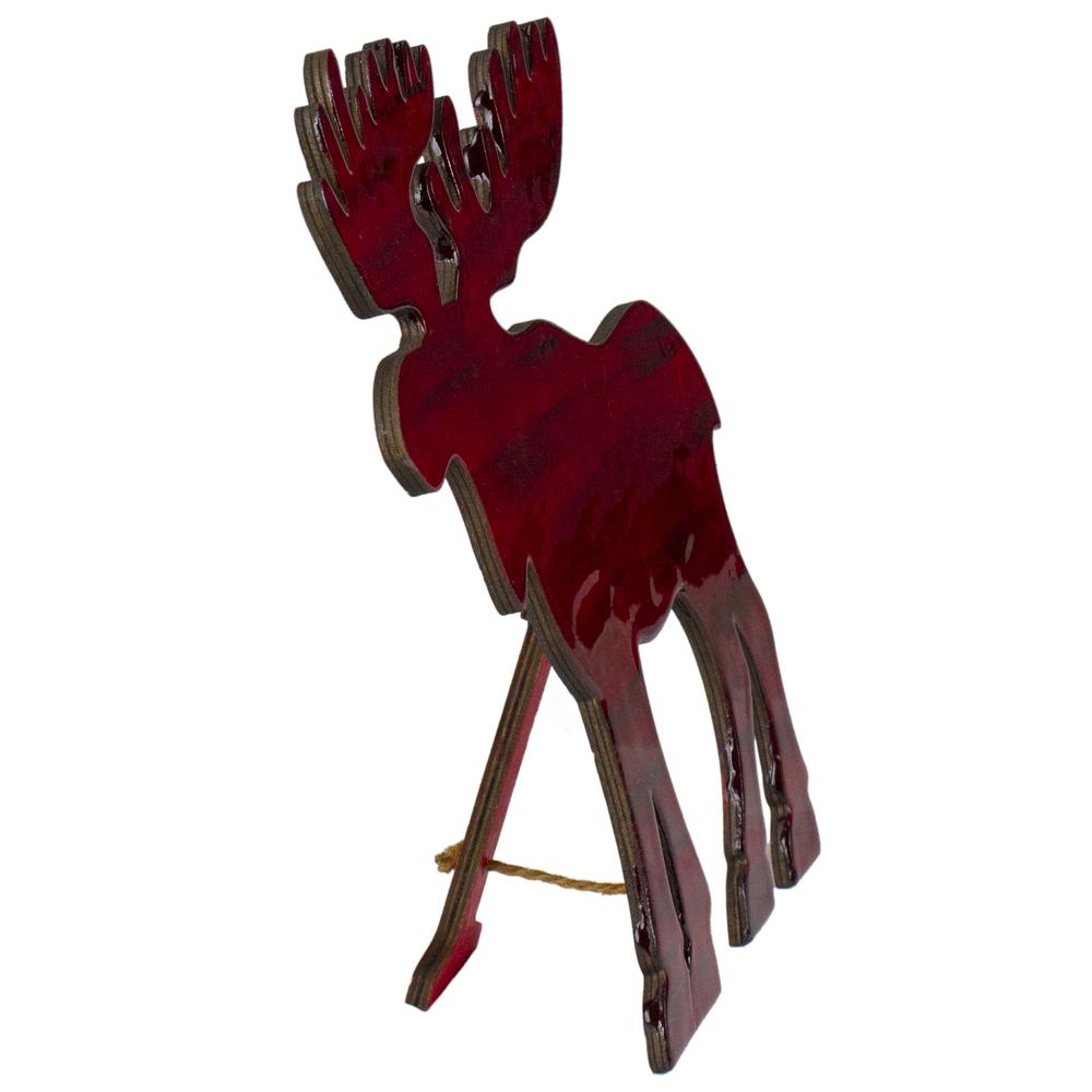 10.5" Red Stained Standing Moose Christmas Tabletop Decor. Picture 2