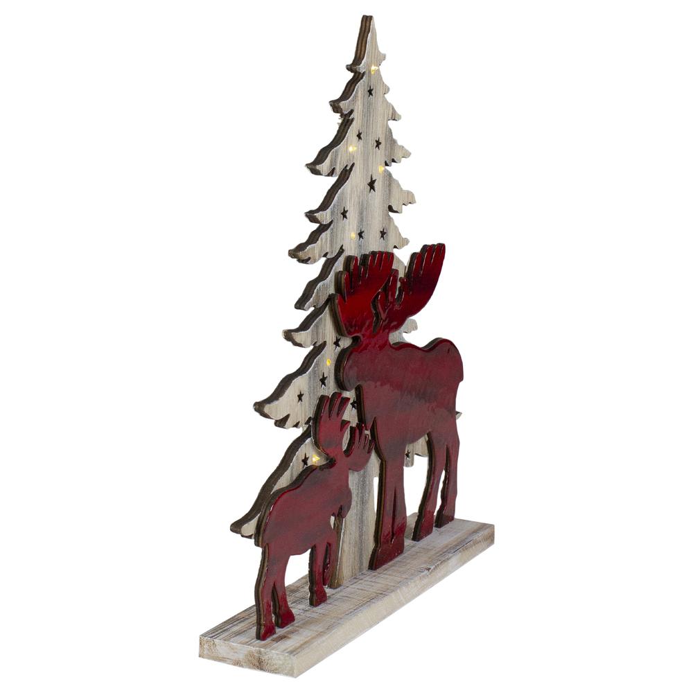 13.5" Red and Black Moose with LED Lighted Christmas Tree Decoration. Picture 2