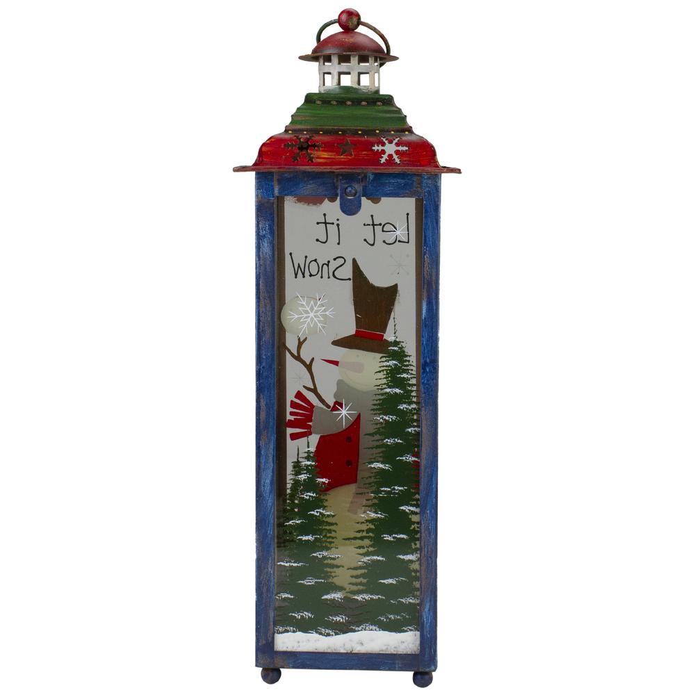 Red  White and Green "Snow" Christmas Lantern 15". Picture 4
