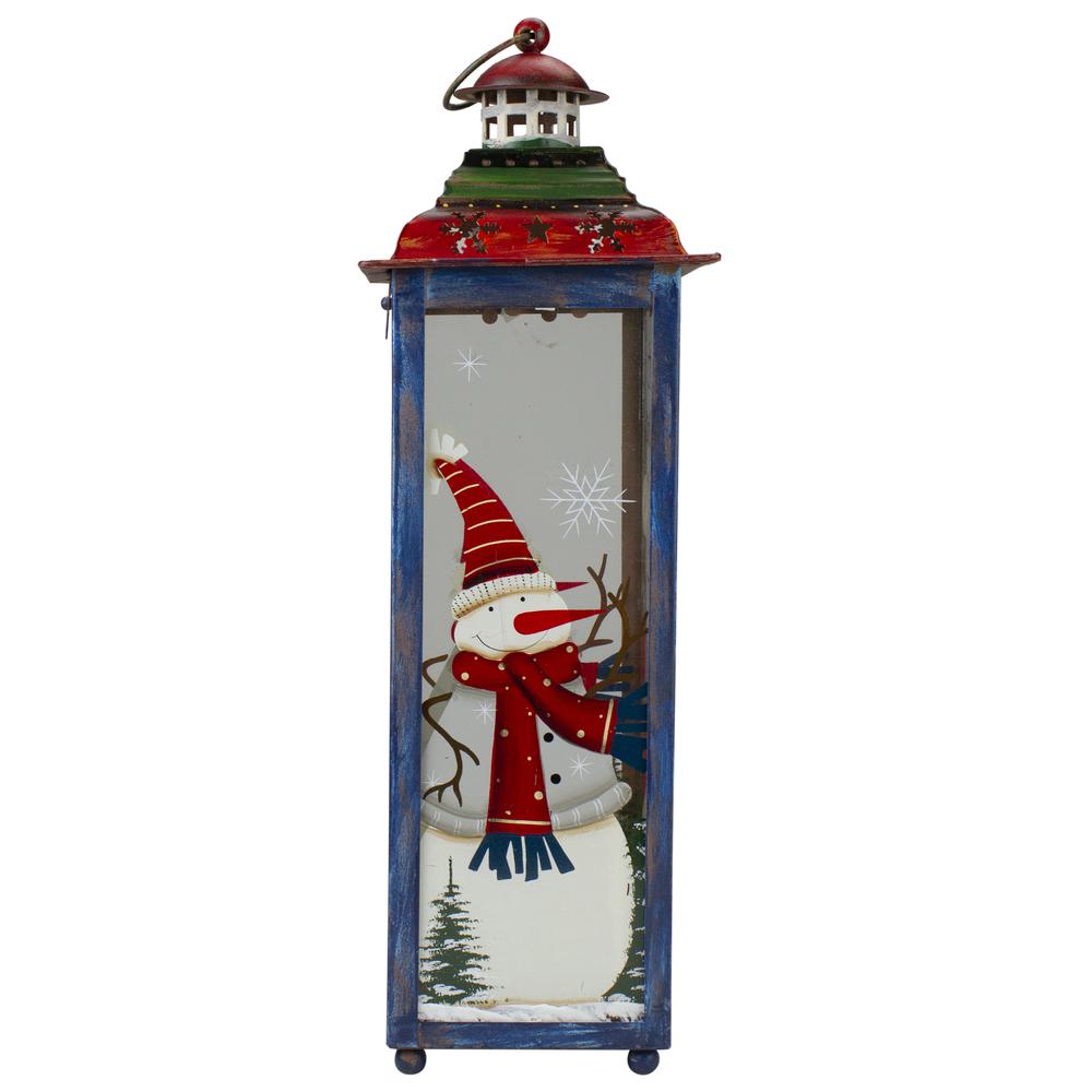 Red  White and Green "Snow" Christmas Lantern 15". Picture 2