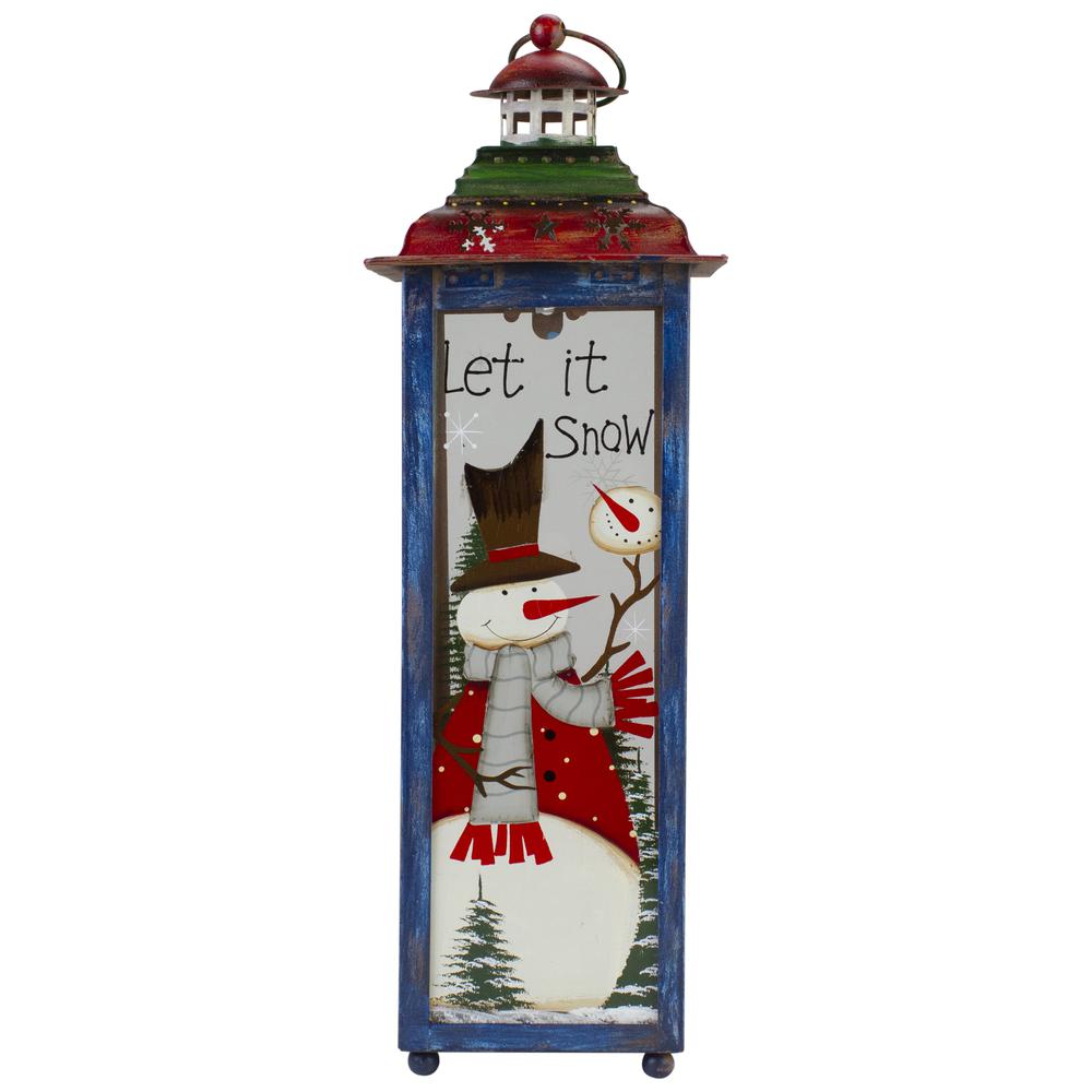 Red  White and Green "Snow" Christmas Lantern 15". Picture 1