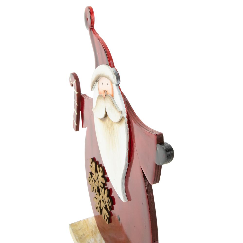 12" Santa with Candy Cane Wooden Christmas Decoration. Picture 4
