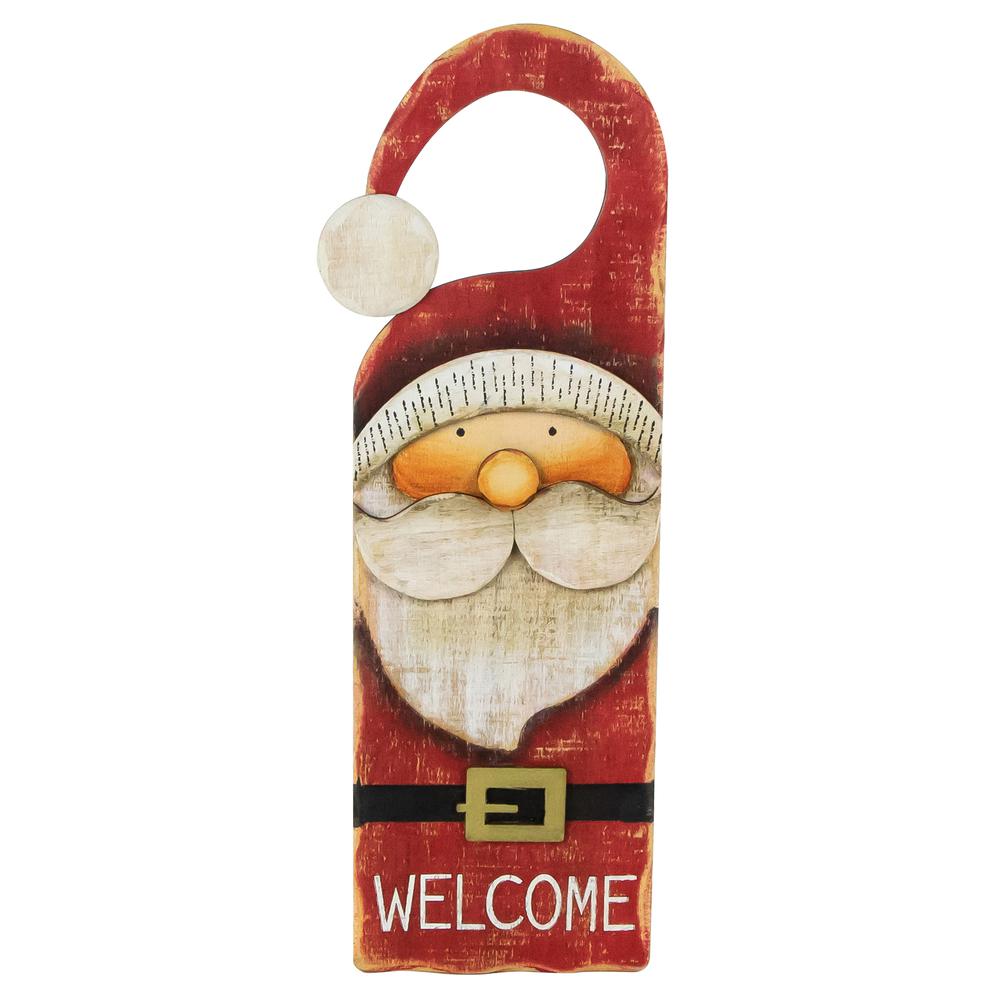 14" Santa Claus "Welcome" Christmas Door Knob Hanger. Picture 1