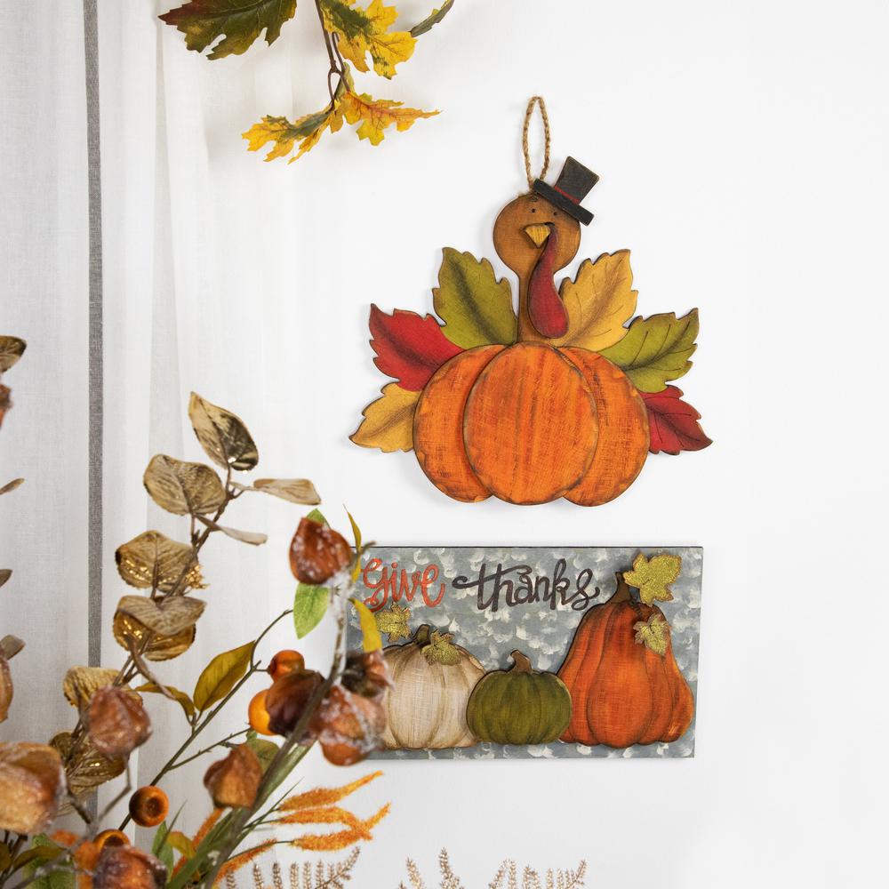 16.5" "Give Thanks" Fall Harvest Pumpkin Wall Sign. Picture 5