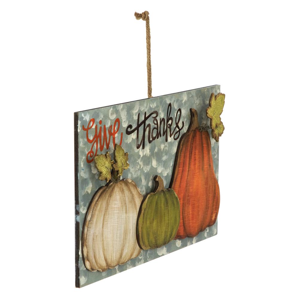 16.5" "Give Thanks" Fall Harvest Pumpkin Wall Sign. Picture 4