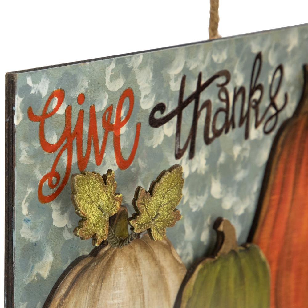 16.5" "Give Thanks" Fall Harvest Pumpkin Wall Sign. Picture 3