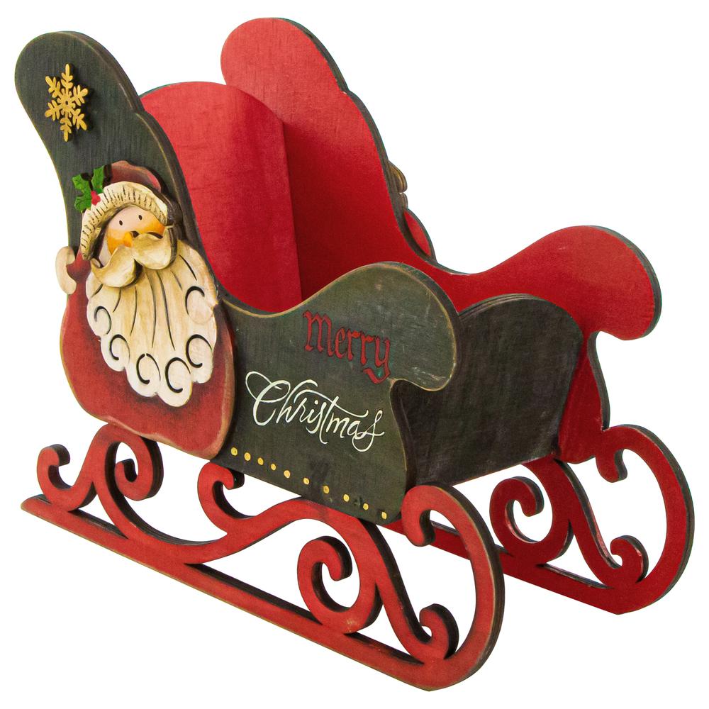11.5" Santa Claus "Merry Christmas" Sleigh Decoration. Picture 1