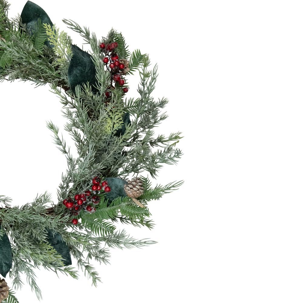 Mixed Foliage and Iced Berries Artificial Christmas Wreath  26-Inch  Unlit. Picture 3